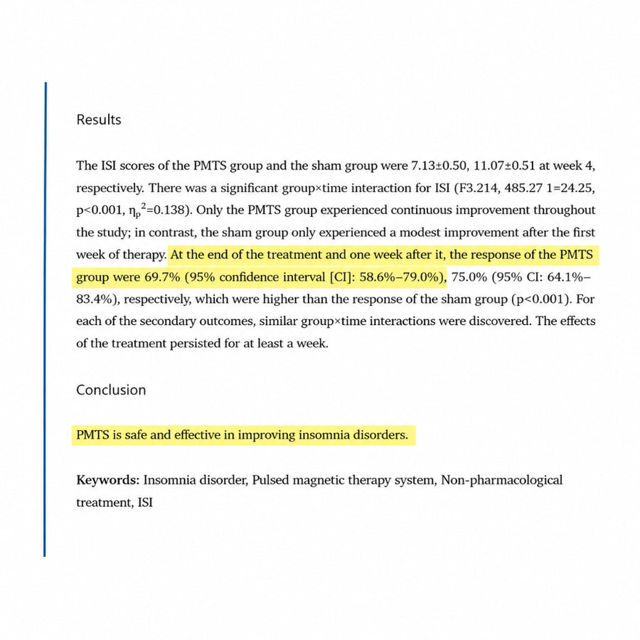 Results table from the PEMF insomnia trial